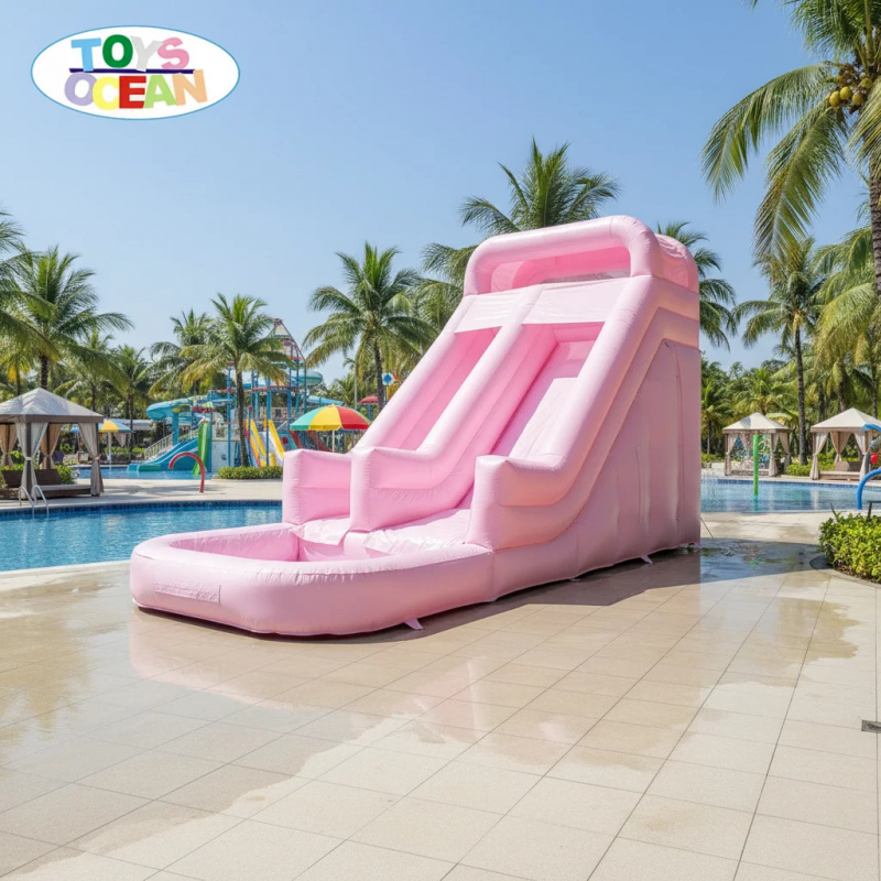 Water Slide Inflatable - Profesjonalna różowa dmuchana zjeżdżalnia wodna z