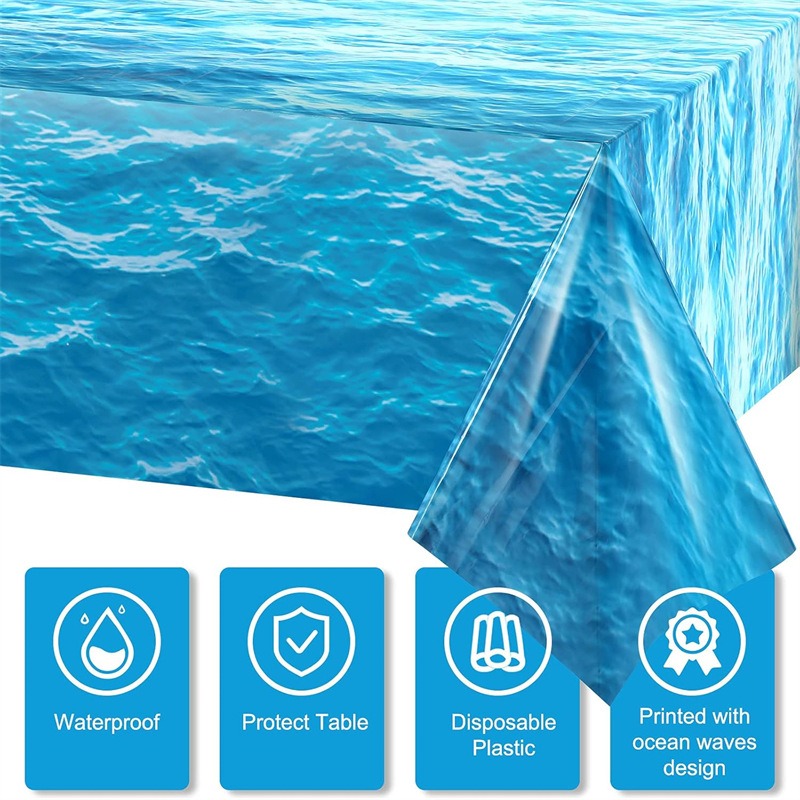 Pool Cover Waterproof - Jednorazowy obrus PE z wzorem niebieskich